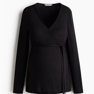 Maternity Black Long Sleeve Wrap Top
